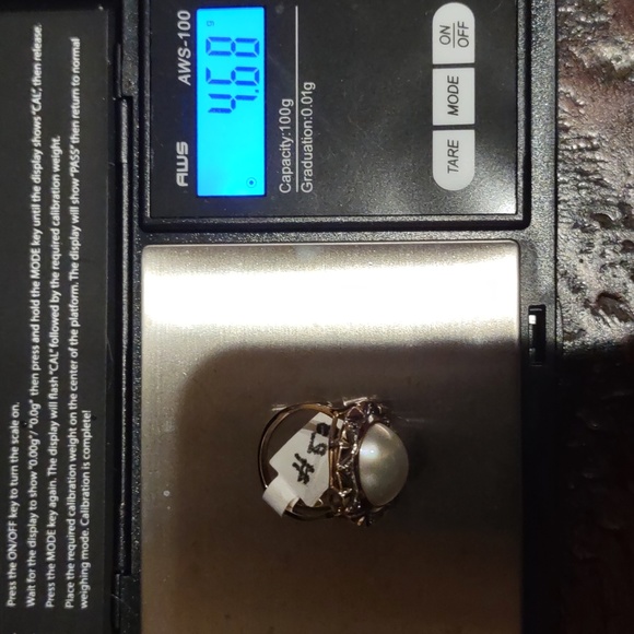 Mabe Pearl ring 14 karat yellow gold, accent diamonds - Picture 10 of 12